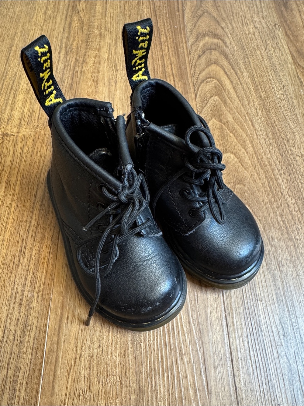 Dr Martens Soft T Leather Lace Up Boots Black Booties  Size 5 Toddler